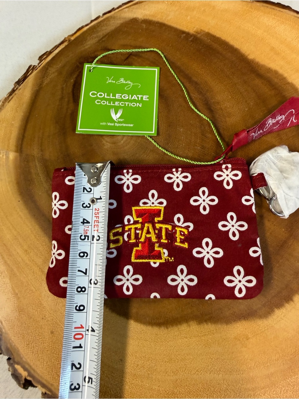 Vera Bradley Iowa State Cyclones Zip ID Lanyard Cardinal Red Quilted Collegiate - Picture 4 of 7